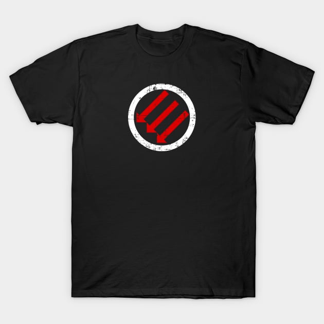 ANTIFA Post-WWII anti-fascism Anti-Fascist Action Anti-racism symbol white red distress grunge T-Shirt by vlada123